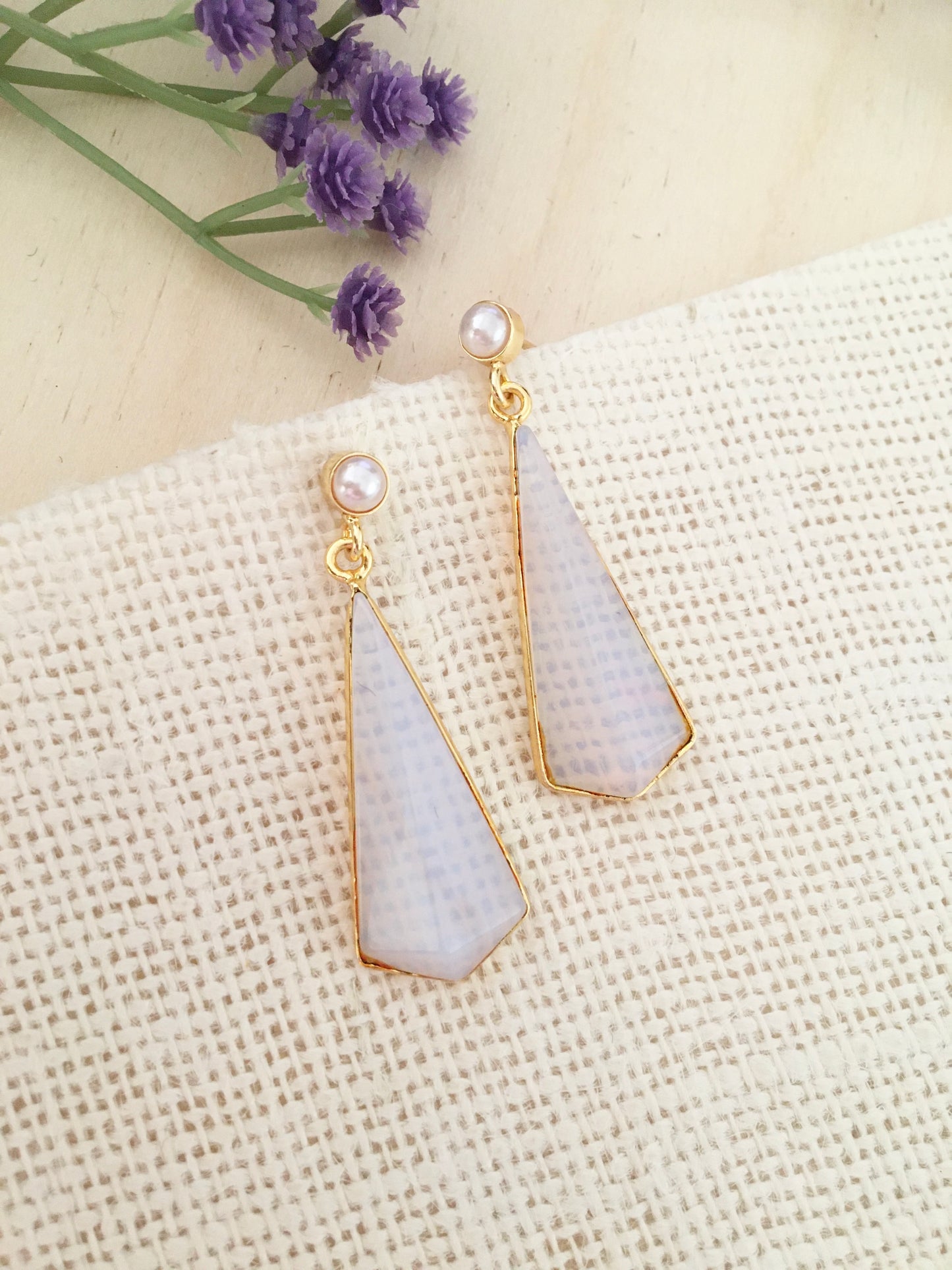 Crimson Geometric Drop Earrings