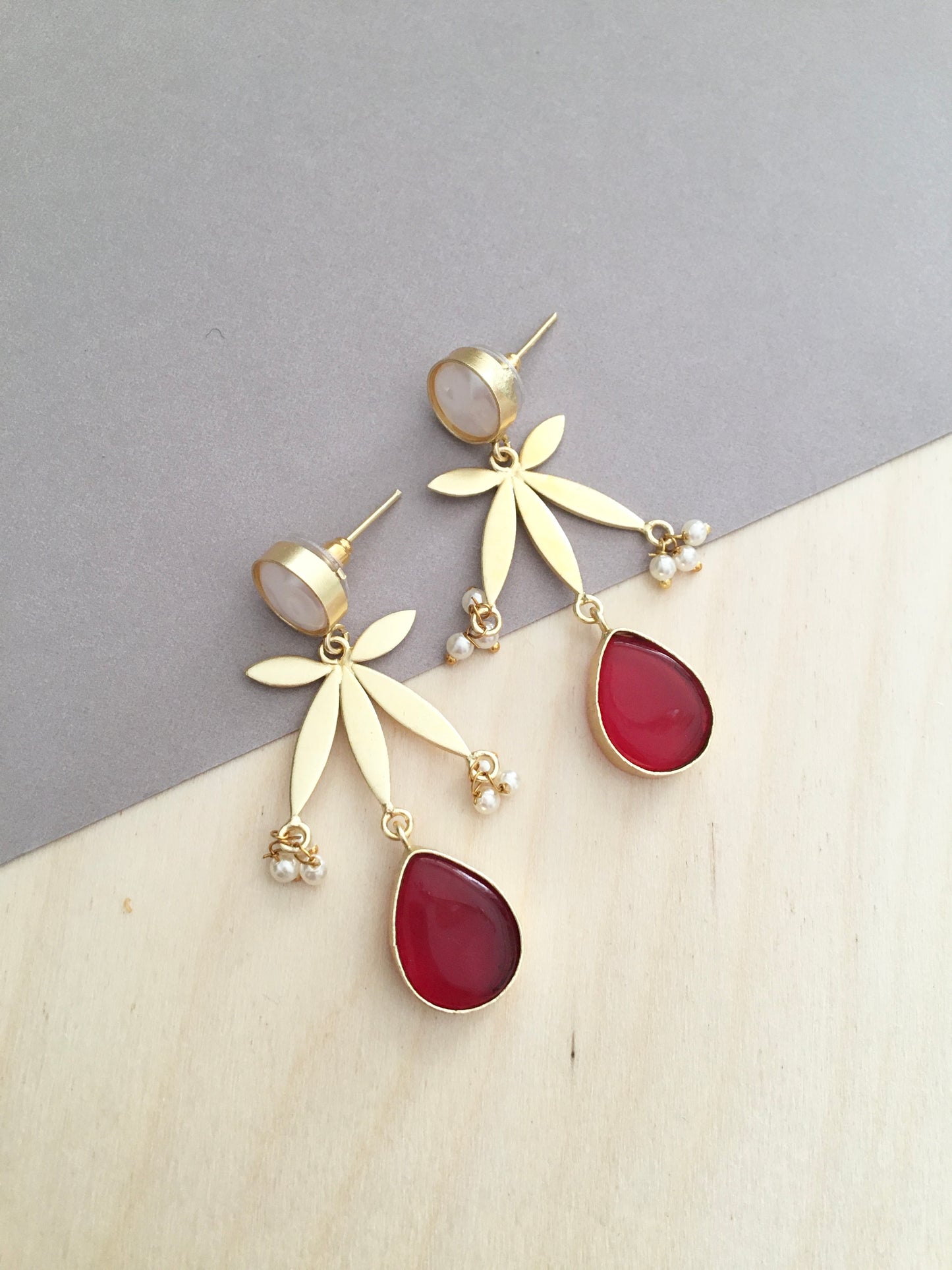Floral Gold Drop Earrings