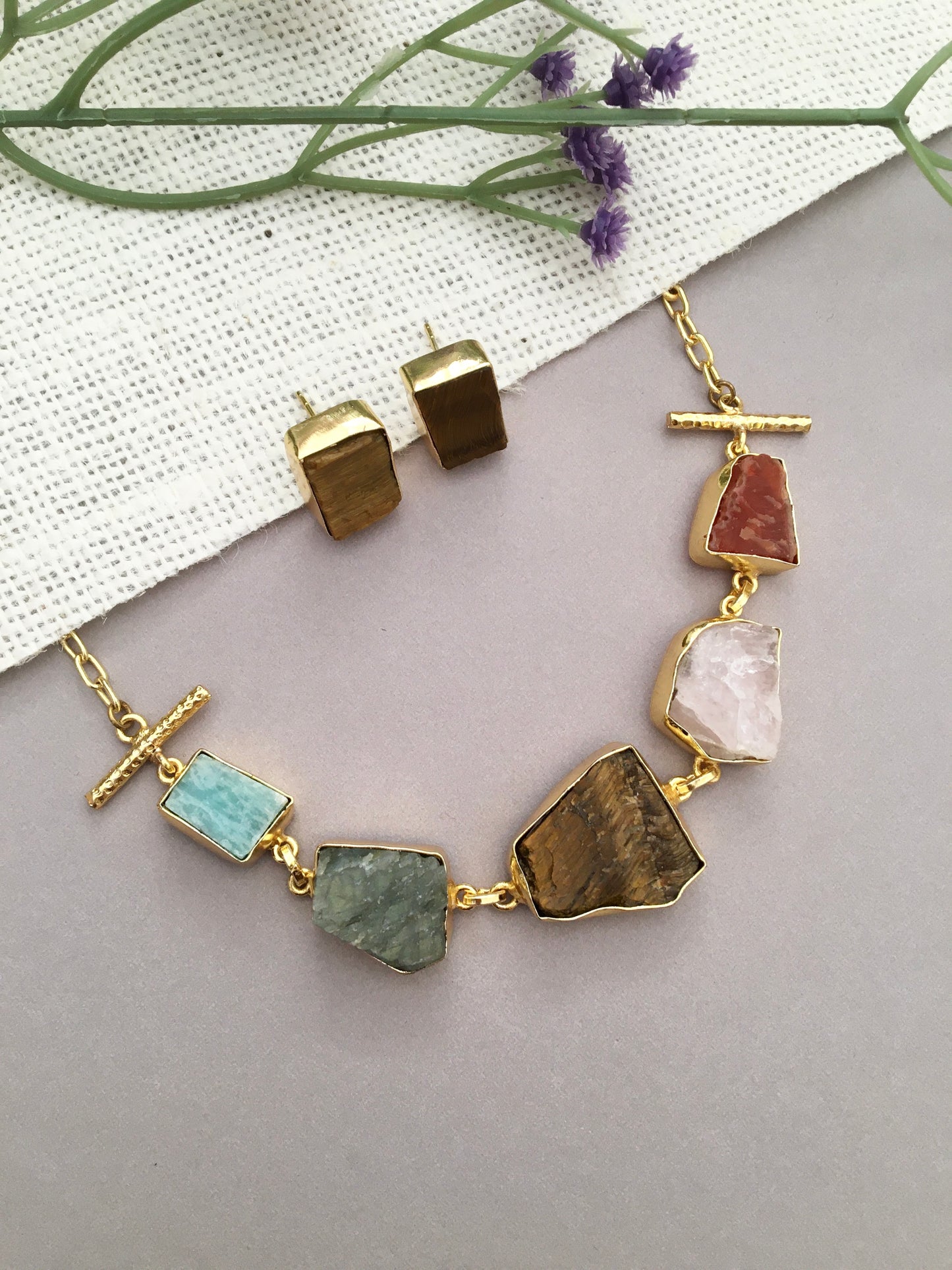 Samiksha Multicoloured 5 Stone Choker Set