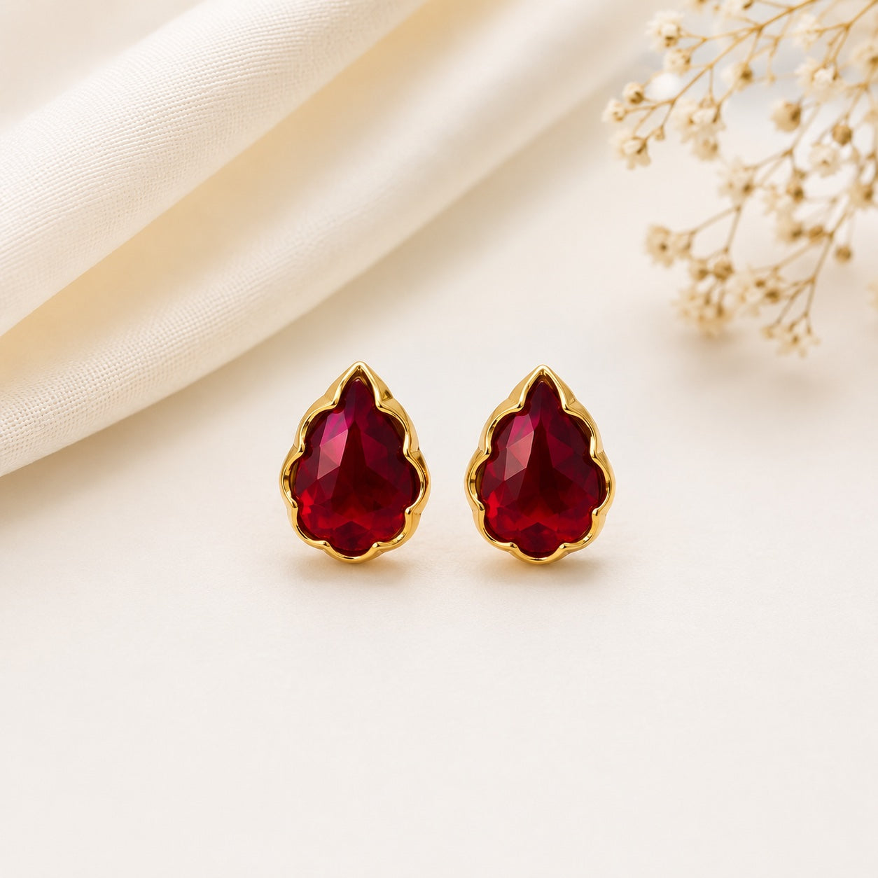 Devina Berry Stone Stud Earrings