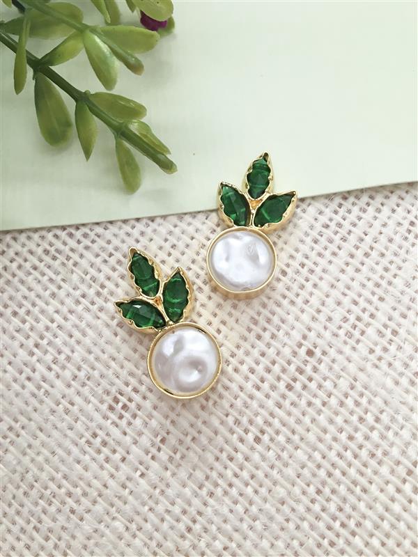 Dual Charm Pearl Stud Earrings