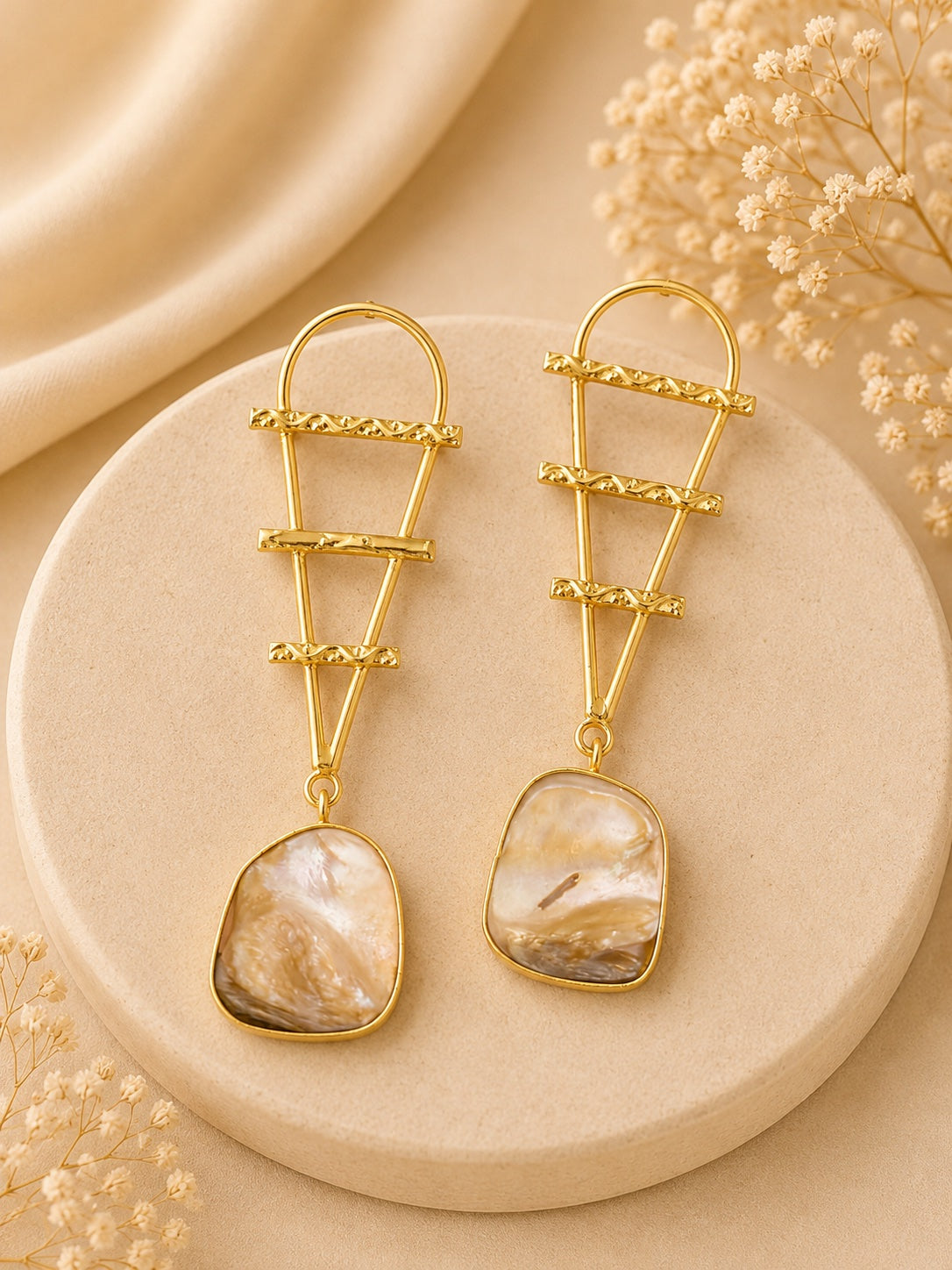 Mother of Pearl Prism Drop Earrings | BlissByTakshvi