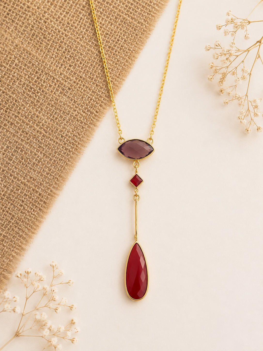 Jinal Wine Teardrop Pendant
