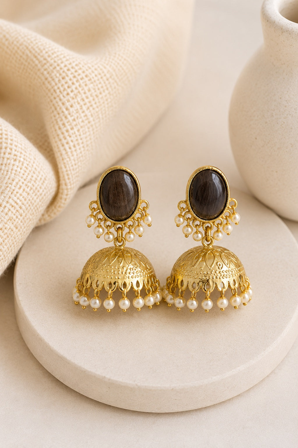 Meher Pearl Dome Jhumka Earrings