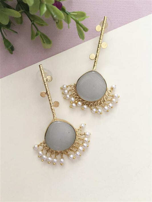 Kavya Glass Stone Pearl Drop Earrings