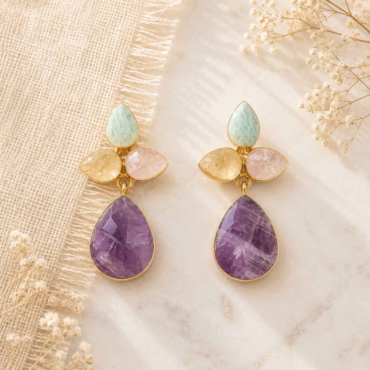 Mansi Flora Stone Earrings