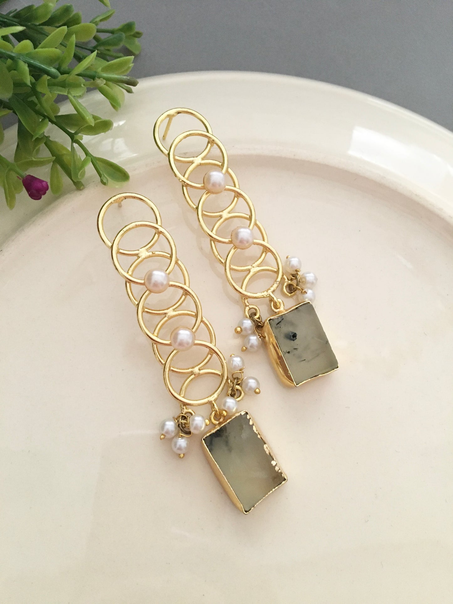 Aquamarine Multi Circle Drop Earring