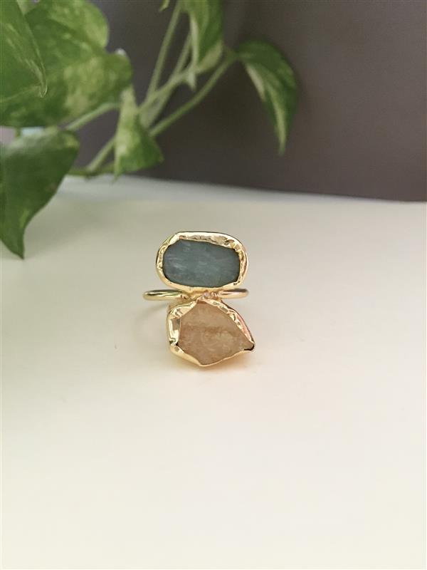 Dual Rough Stone Finger Ring