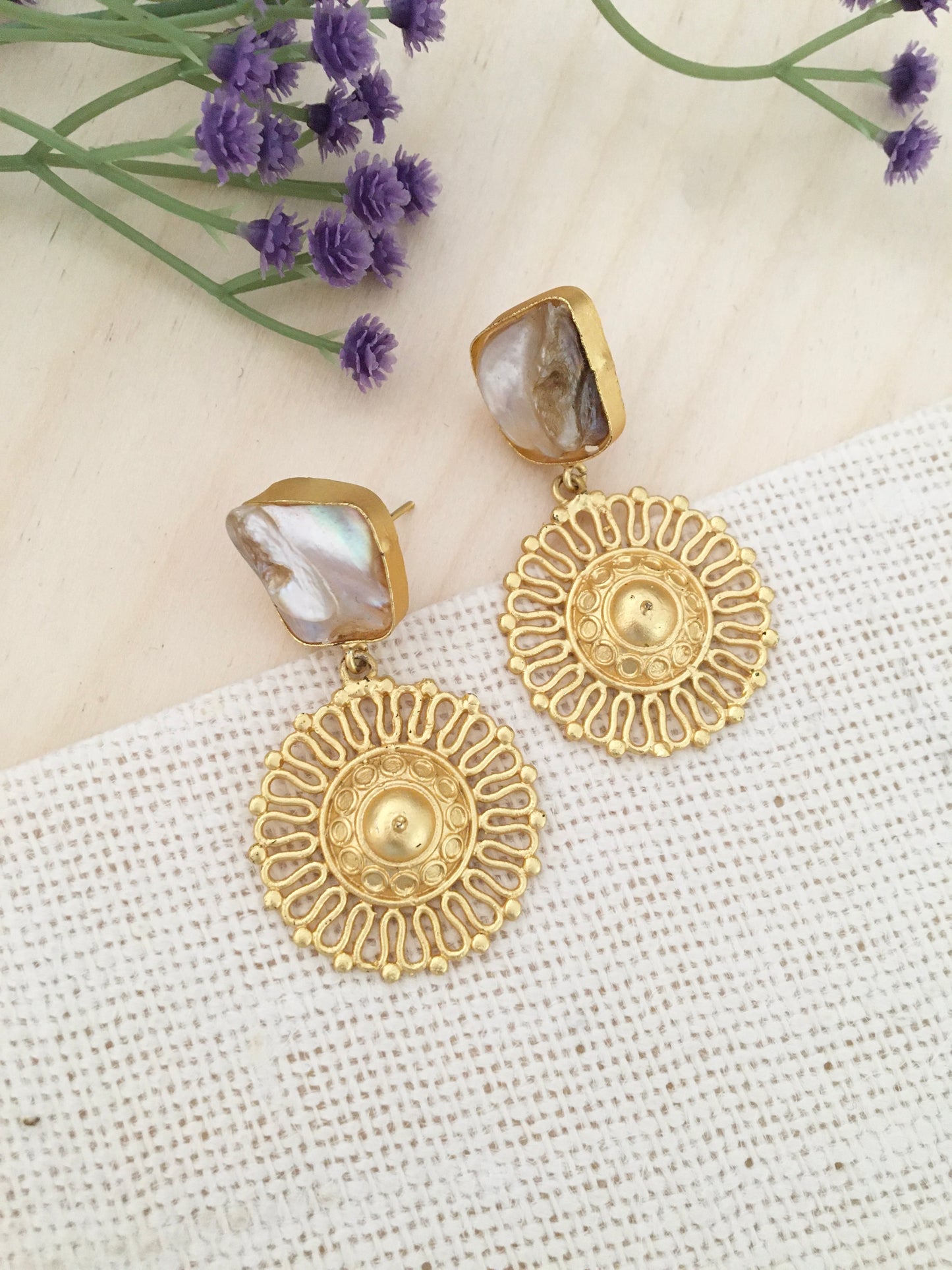 Aura Sunburst Gold Earrings