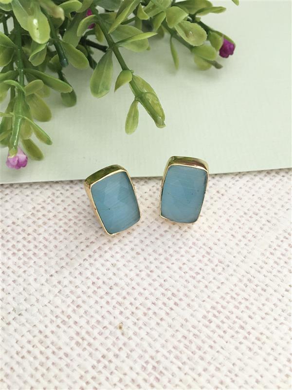 Geometric Bezel Stud Earrings