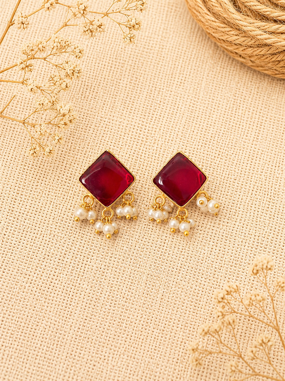 Manika Deep Rhombus Studs