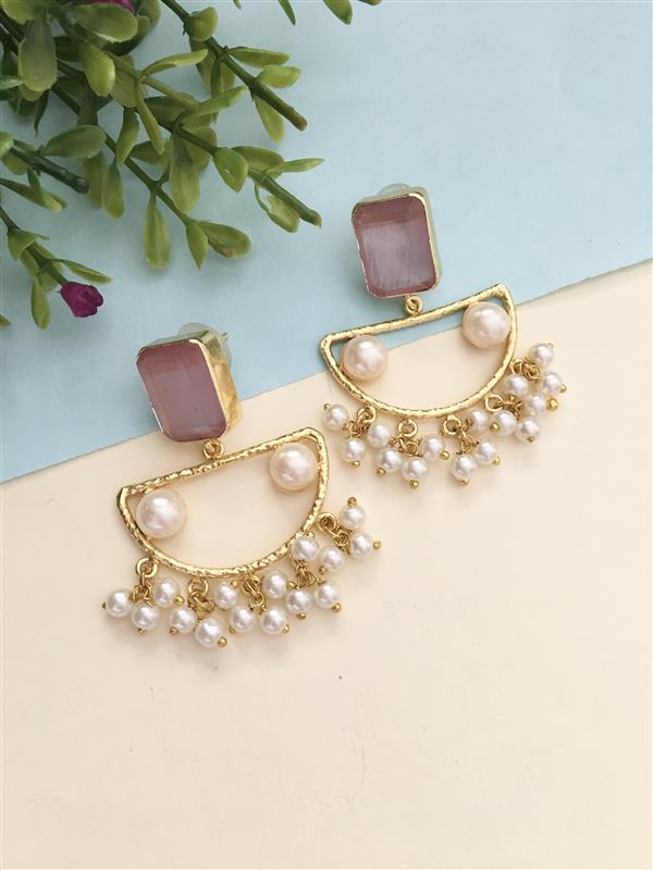 Rene Half Circle Pearl Drop Earring