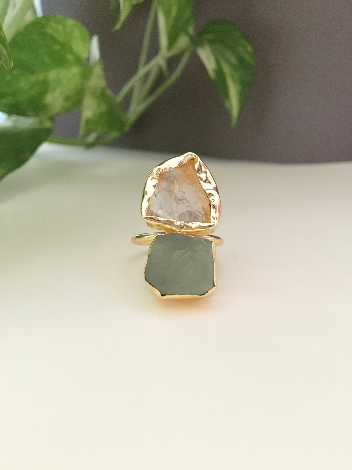 Dual Rough Stone Finger Ring