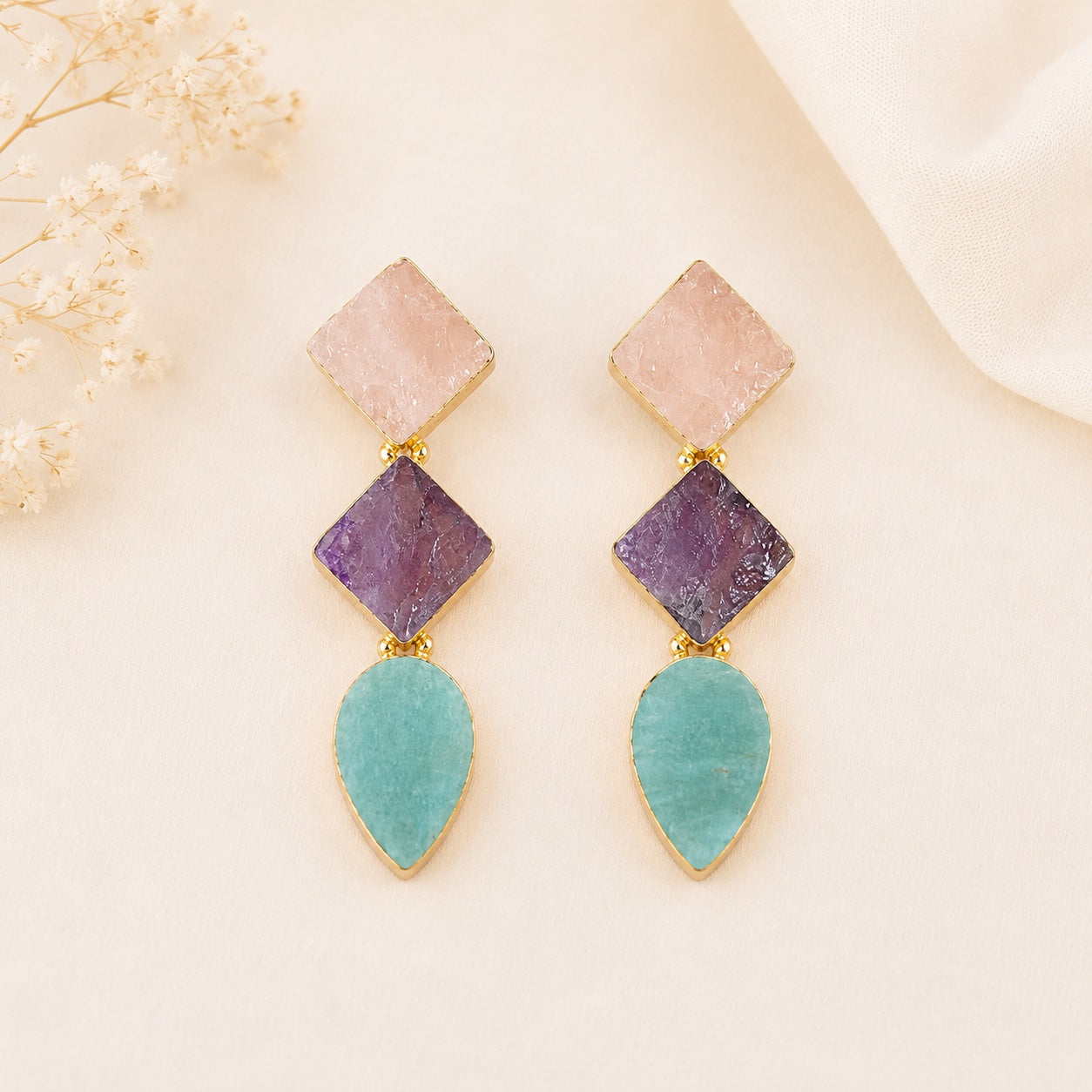 Manvi Diamond Color Block Earrings