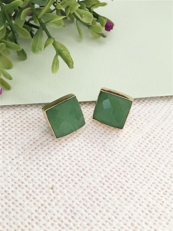 Geometric Bezel Stud Earrings