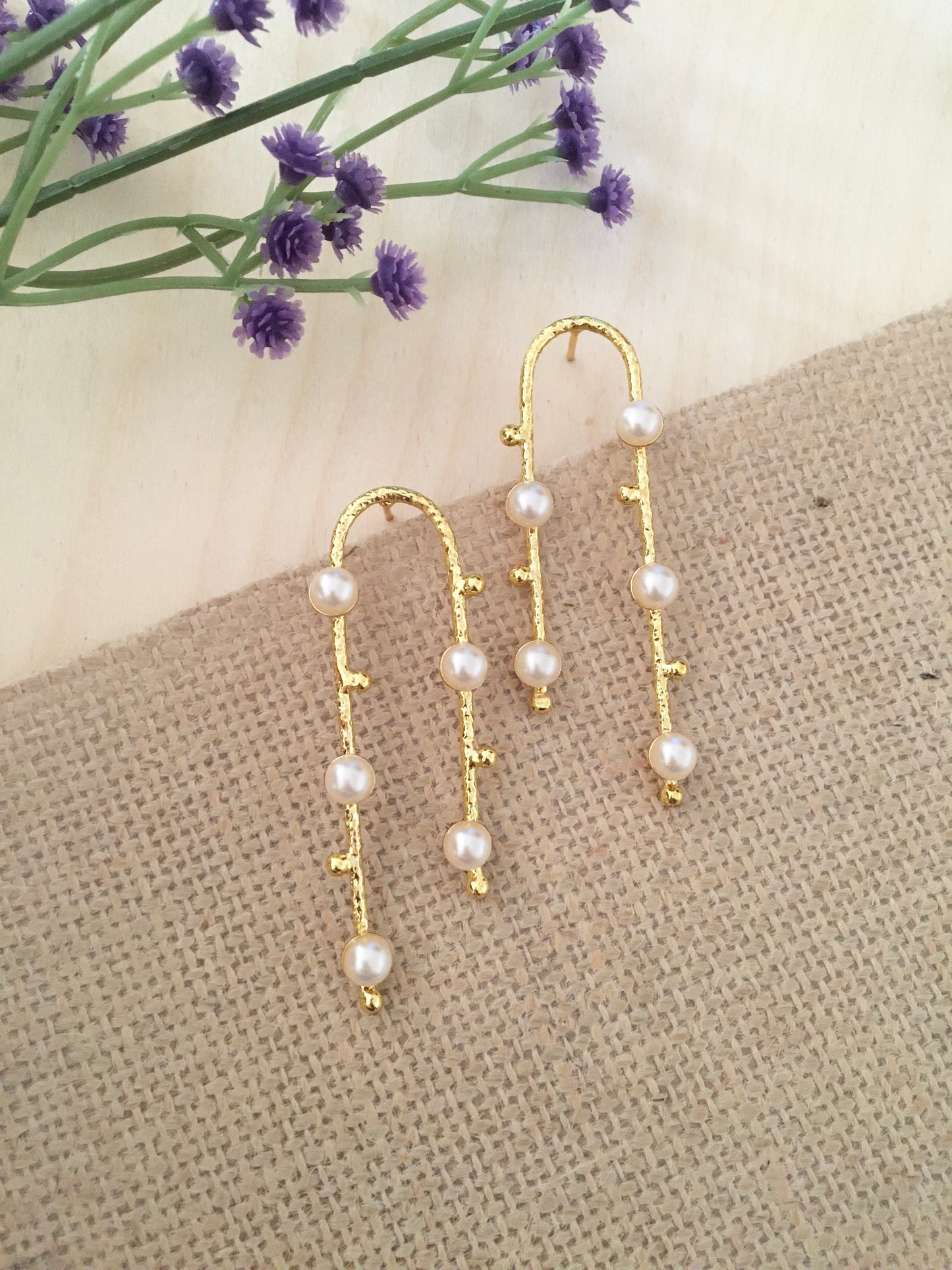 Classy Pearl Ladder Drop Earrings