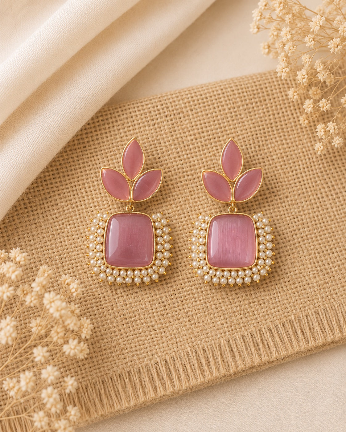 Suhani Lotus Motif Drop Earrings