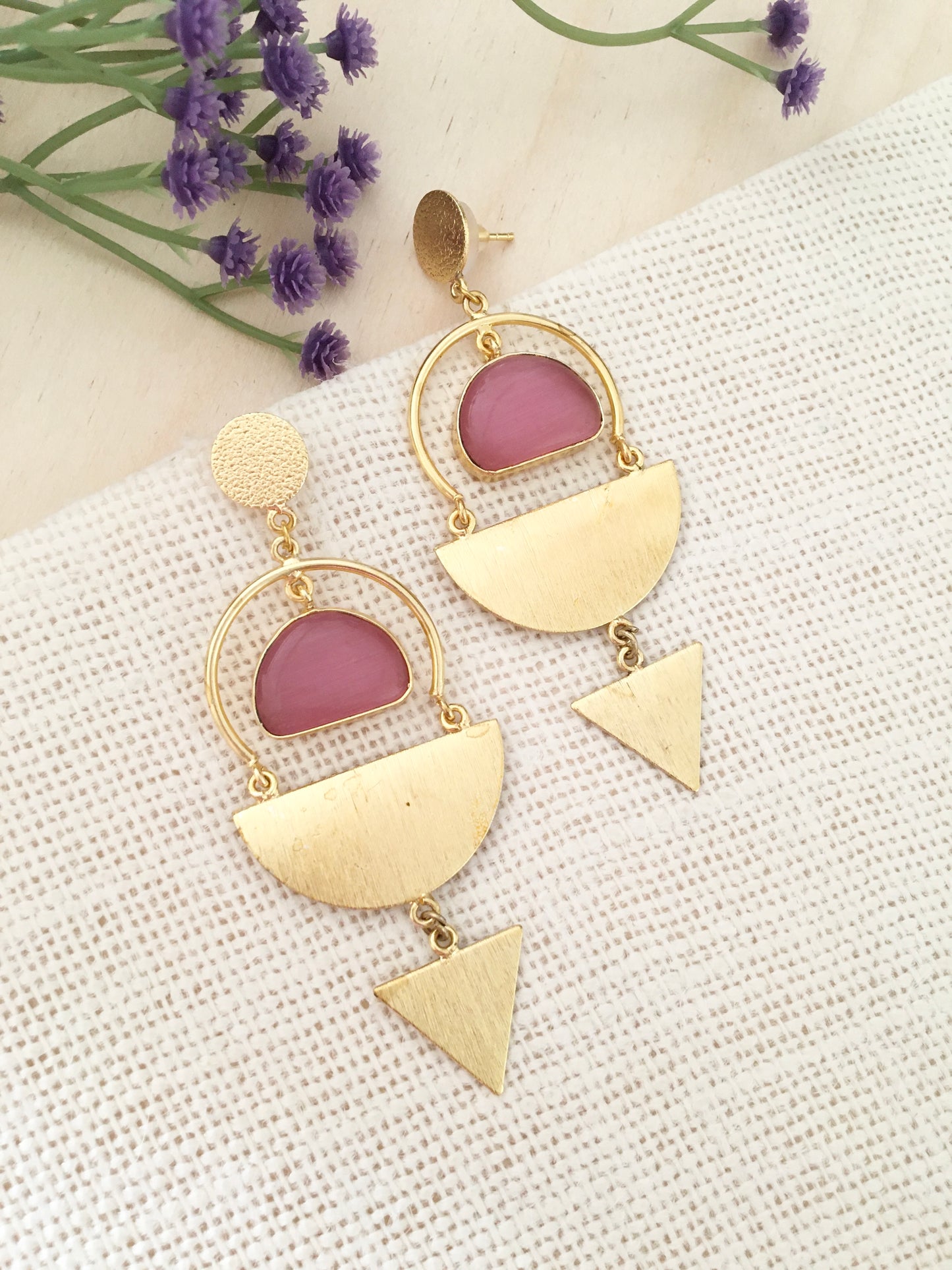 Aqua Geo Statement Drop Earrings