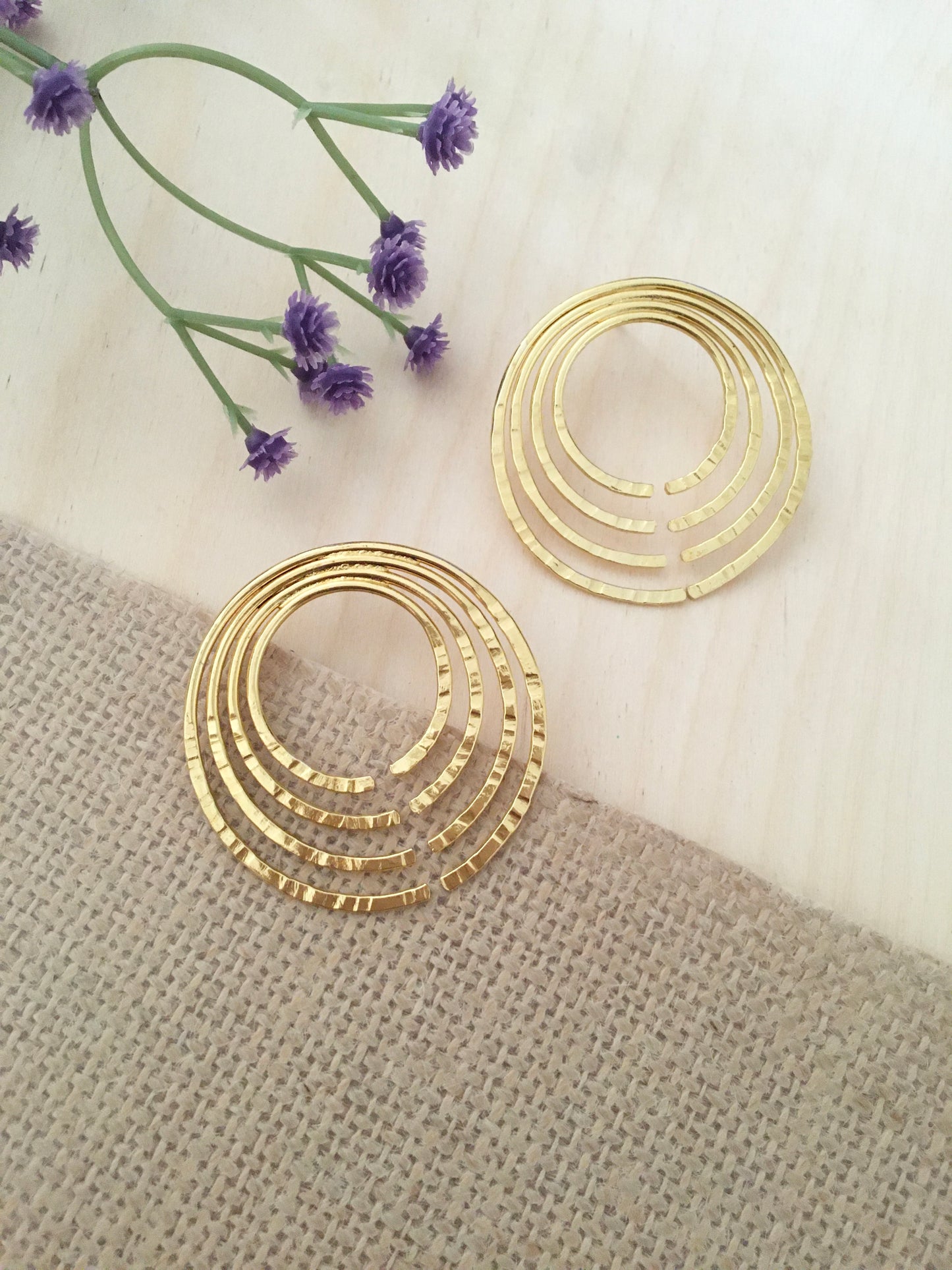 Gold Textured Hoop Earrings