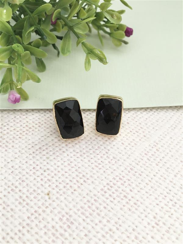 Geometric Bezel Stud Earrings