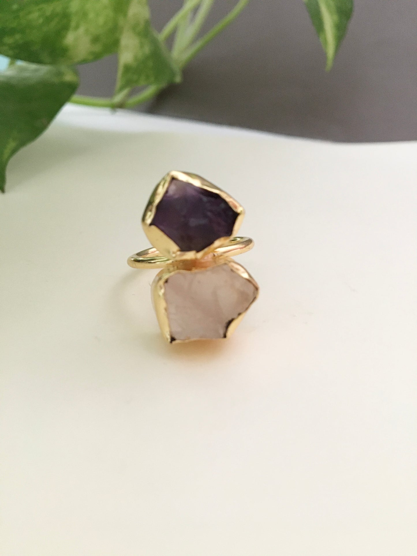 Dual Rough Stone Finger Ring