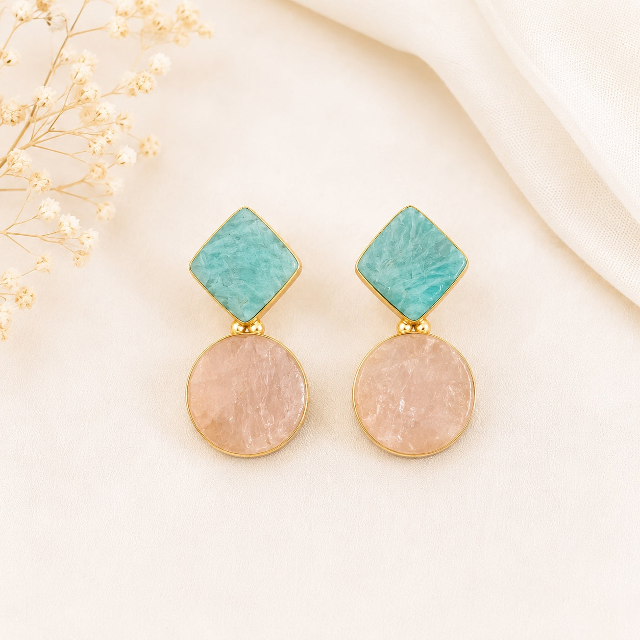 Eka Minimal Duo Stone Earrings