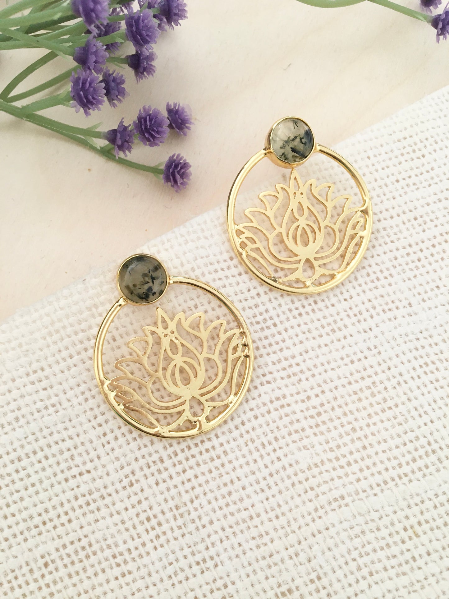 Golden Lotus Mandala Earrings