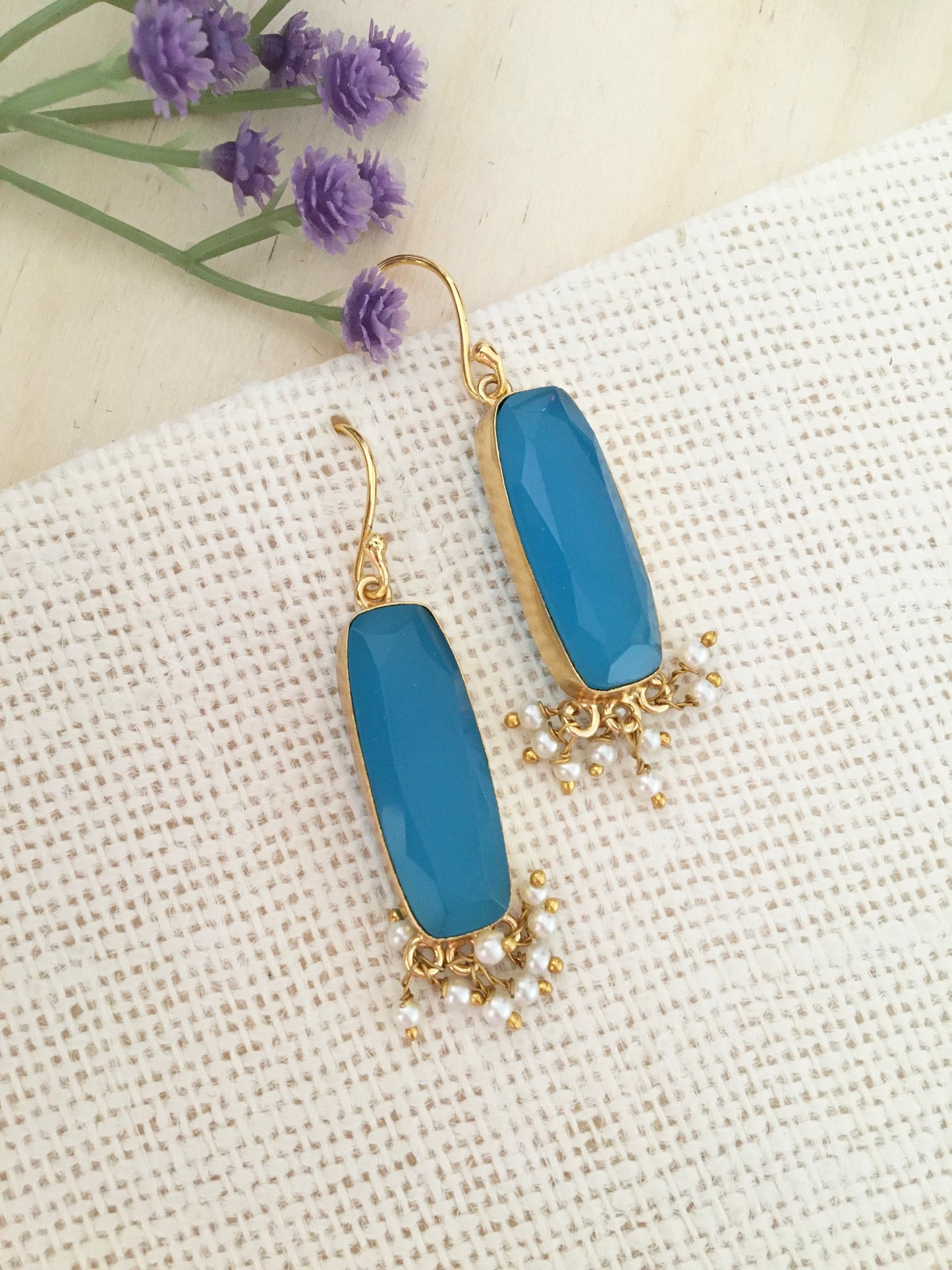 Faceted Elongated Stone Earring