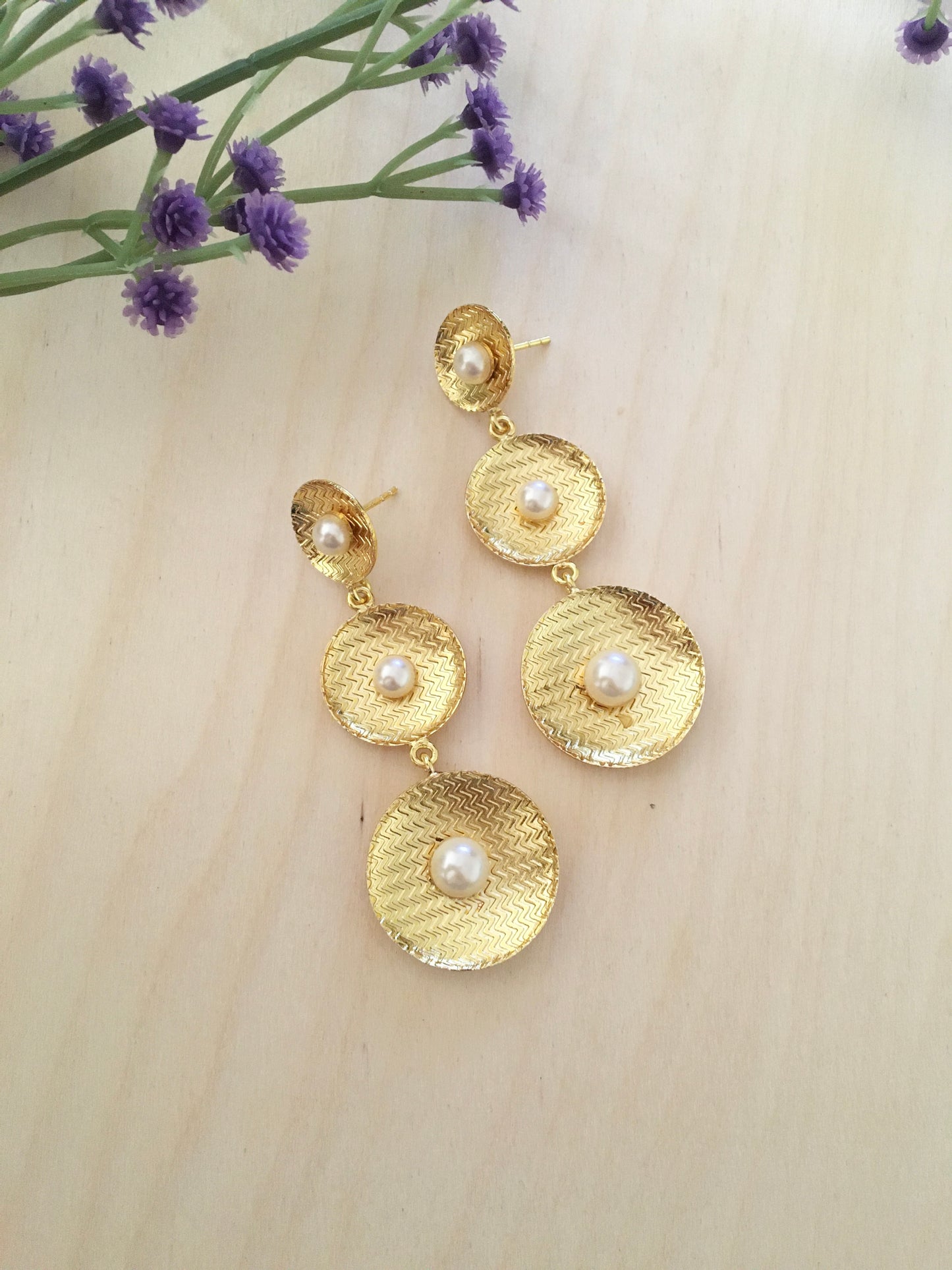 Disc Pearl Drop Earrings