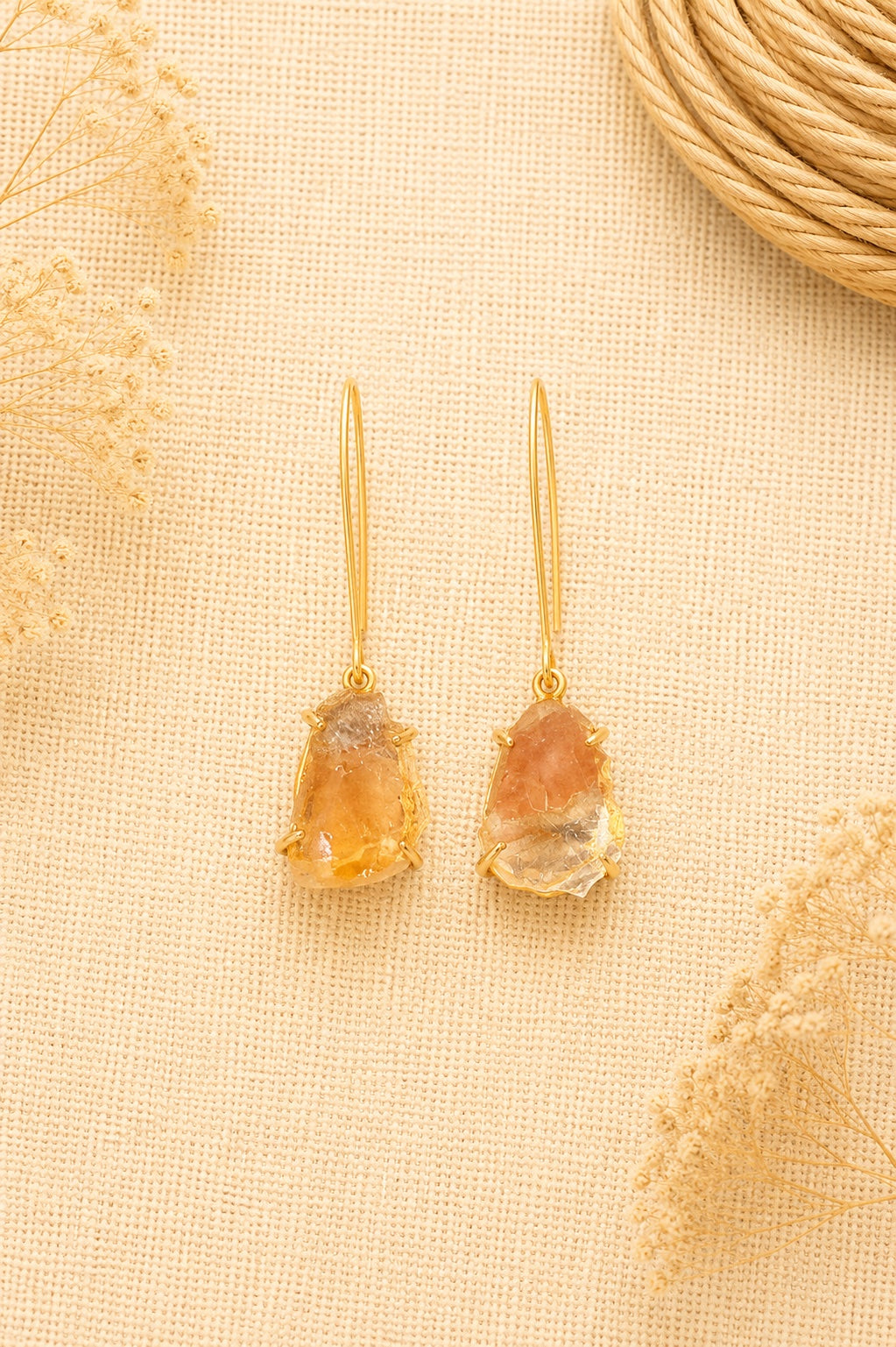 Tarangini Raw Citrine Drop Earrings