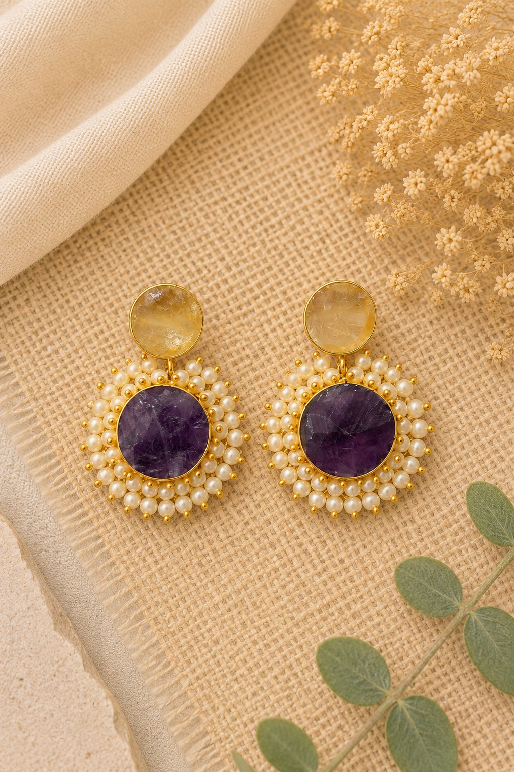 Amrita Amethyst Pearl Earrings