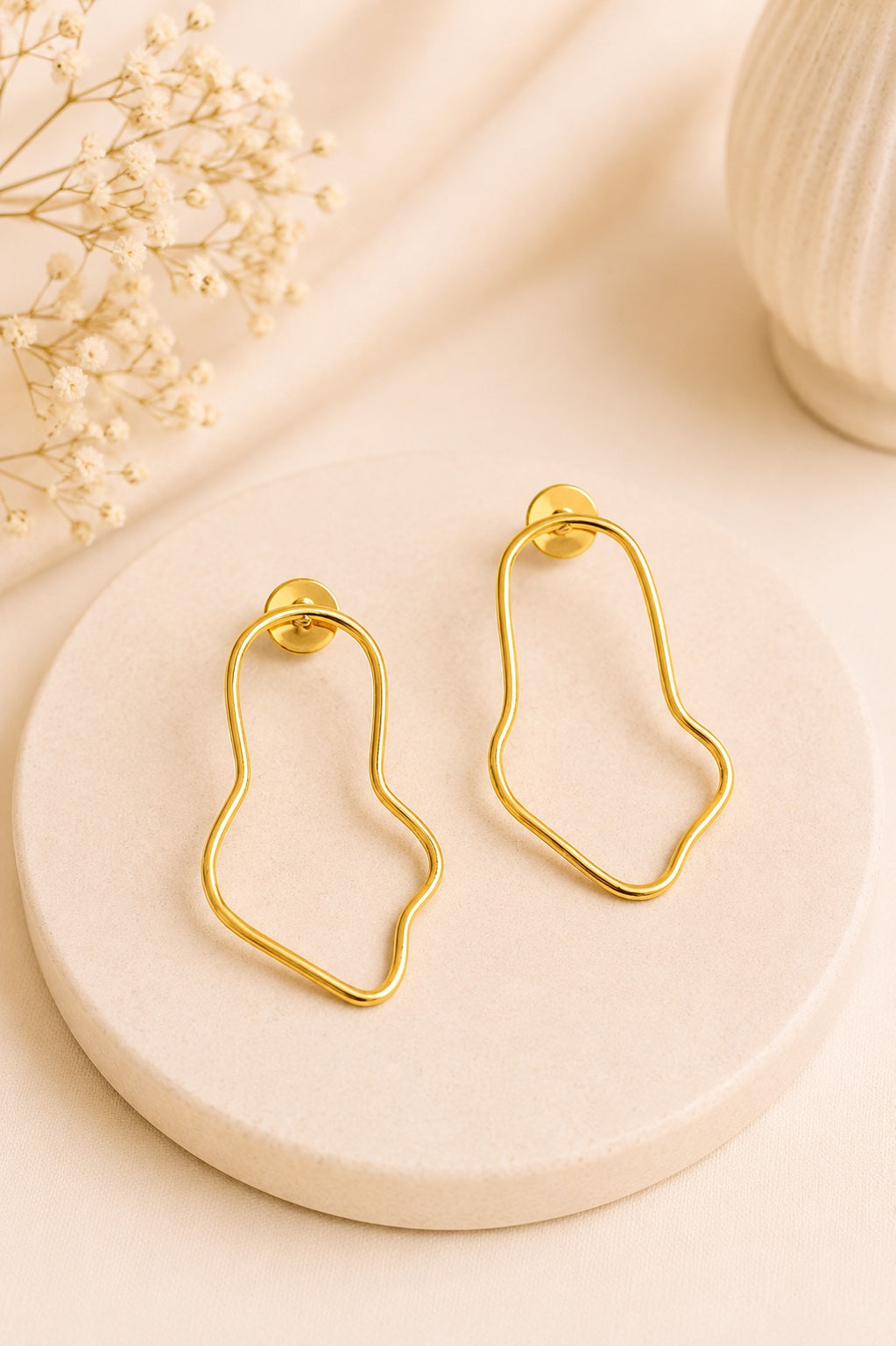 Golden Wave Drop Earrings