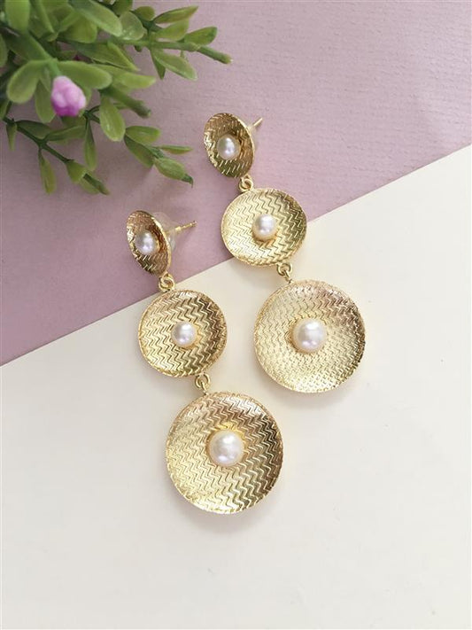 Hammered Pearl Drop Earring