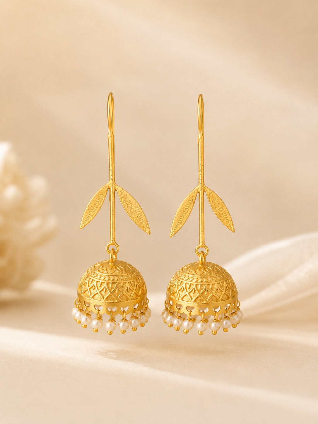 Pearl Bloom Jhumka Earrings | BlissByTakshvi
