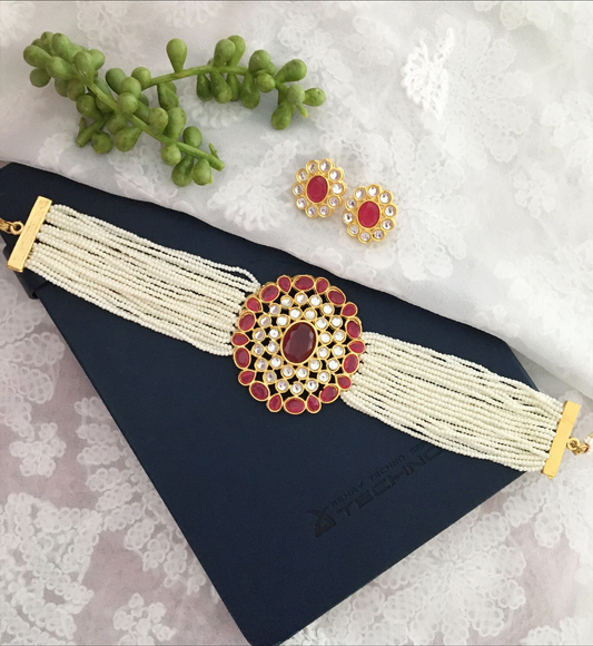 Priyal White Pearl Choker Necklace
