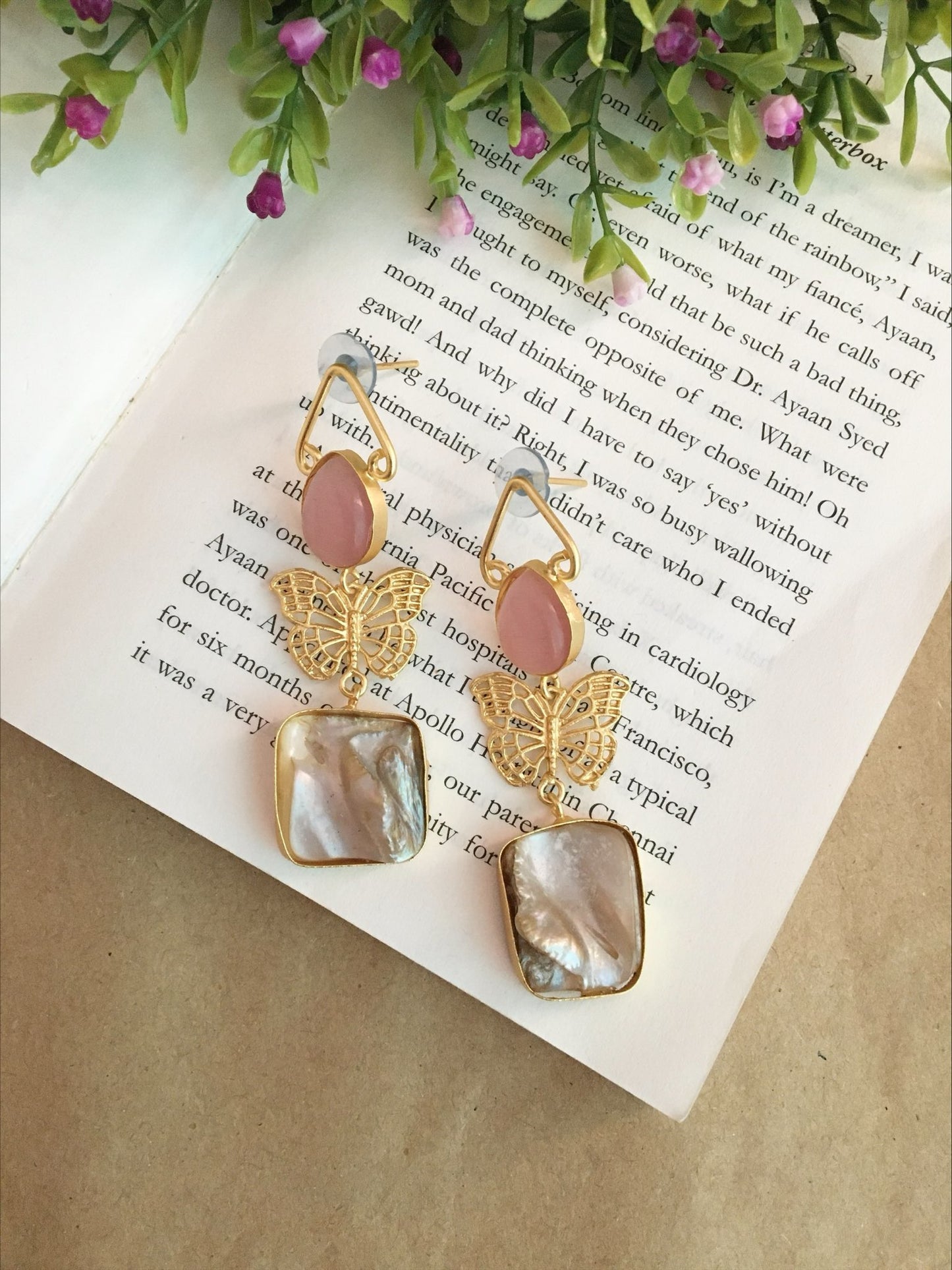 Laina Butterfly MOP Drop Earrings