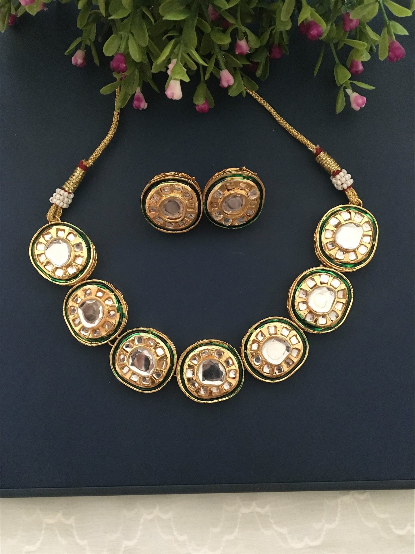 Gold Plated Polki Necklace Set