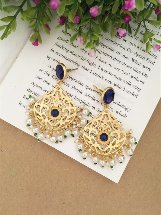 Ekaja Druzy Drop Pearl Cluster Earrings