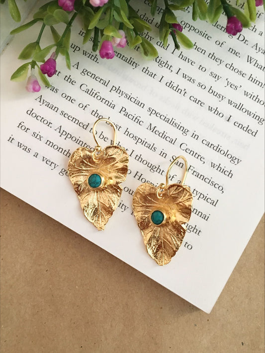 Tropical Palm Leaf Dangle Earrings