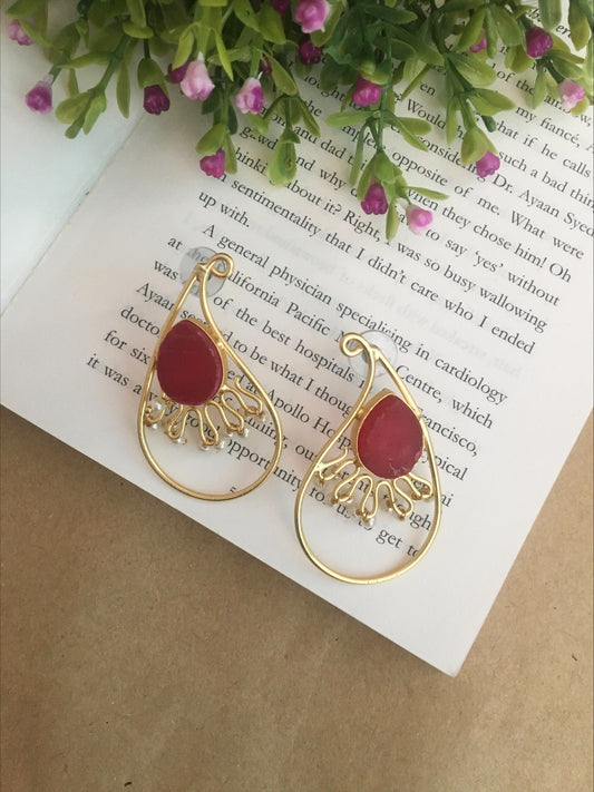 Parsha Stone-Studded Drop Earrings