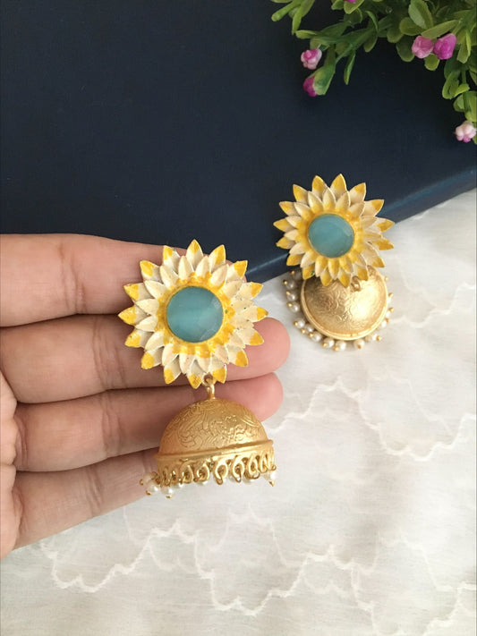 Midhila Sunflower jhumka Earrings