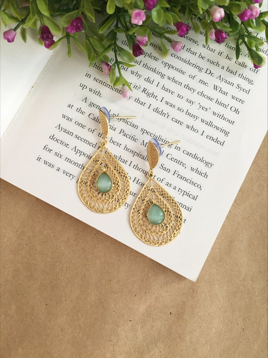 Stamping Tear-Drop Earrings