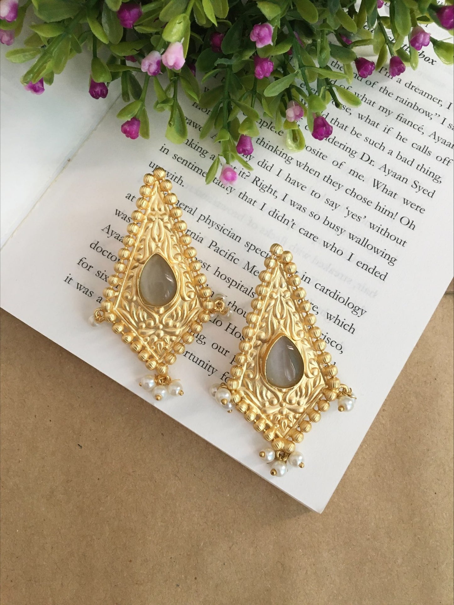 Zuri Vintage Rhombus Druzy Earrings