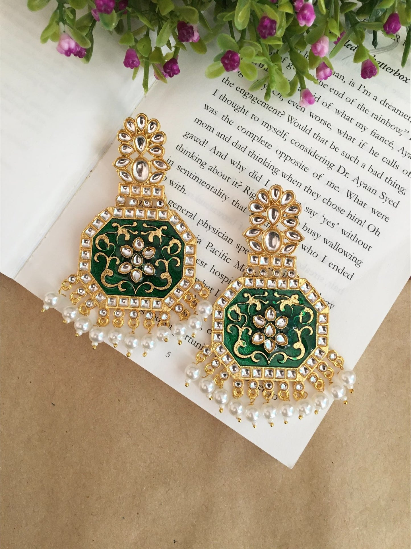 Tizora Kundan Square Earrings