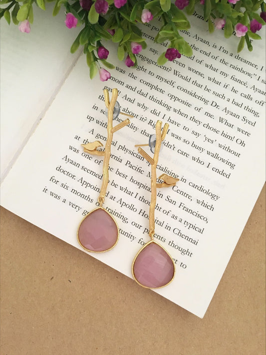 Valeria Drop Stone and Stem Earrings