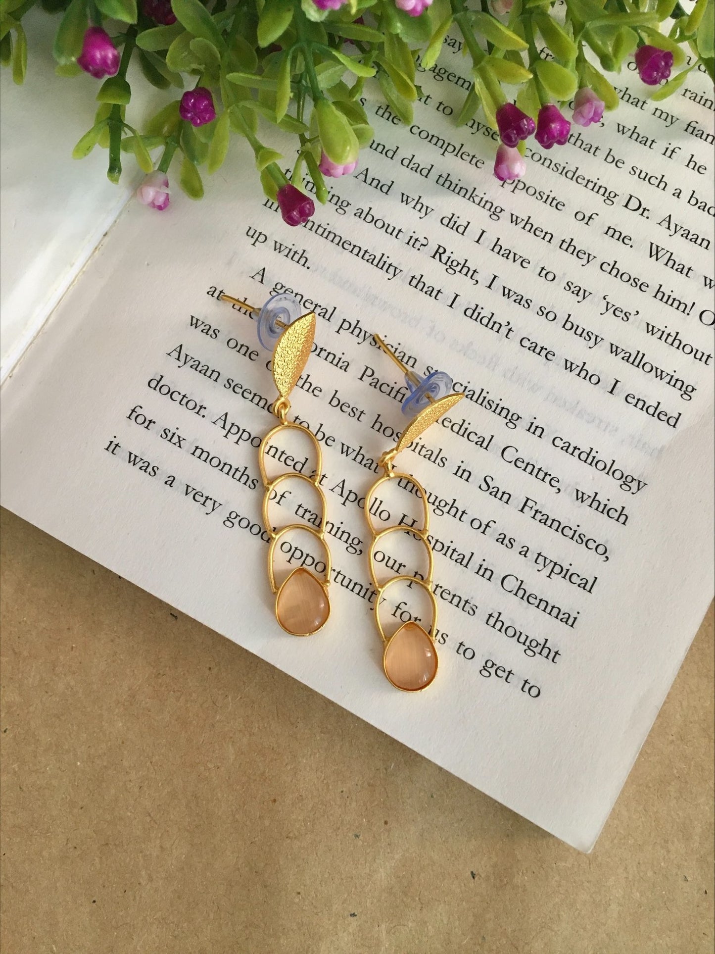 Vival Drop Tri Circle Stone Earrings