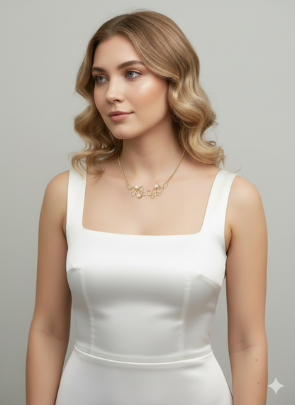 Artistic Pearl Cluster Statement Necklace