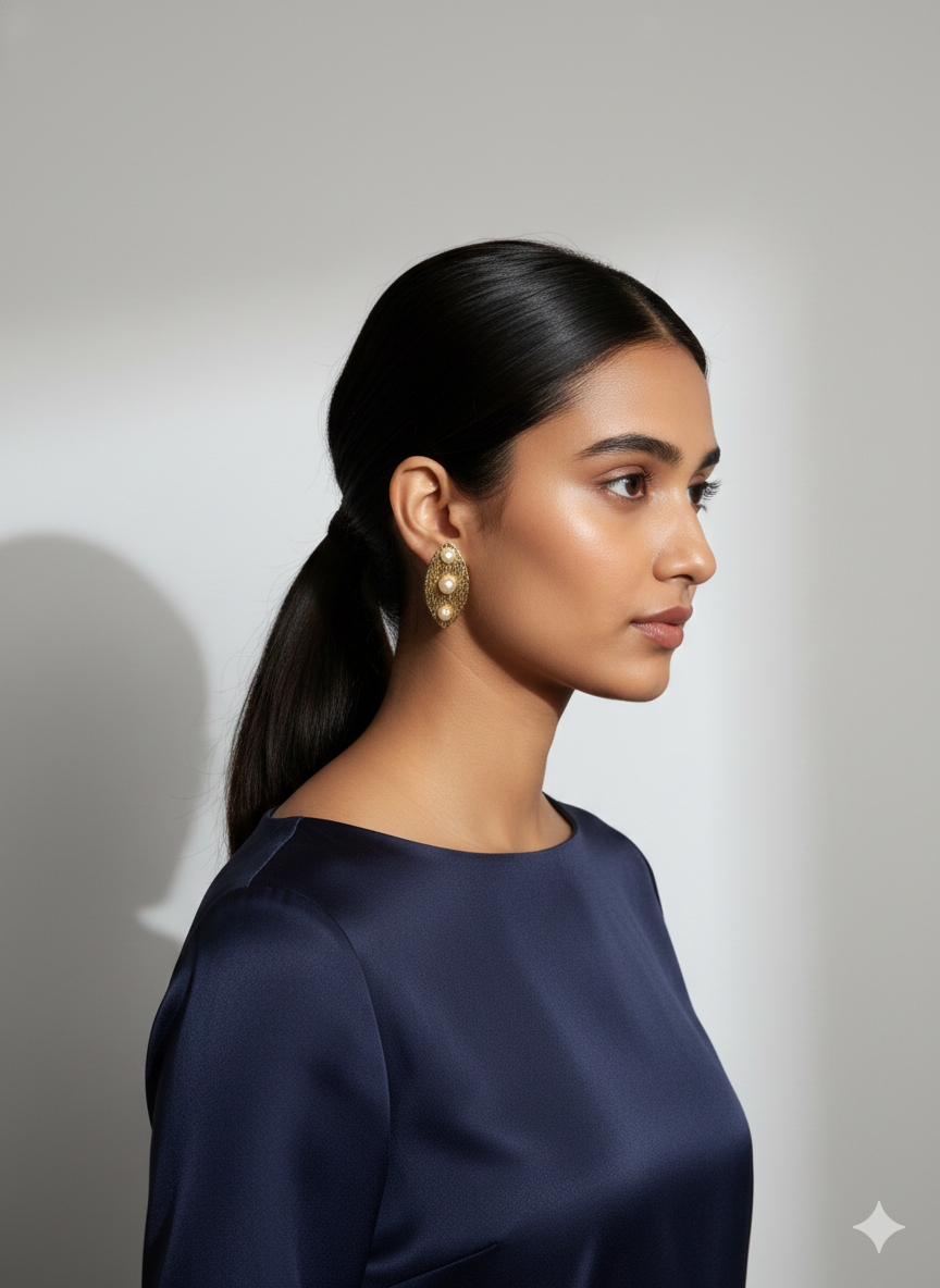 Amana Golden Stud Earrings