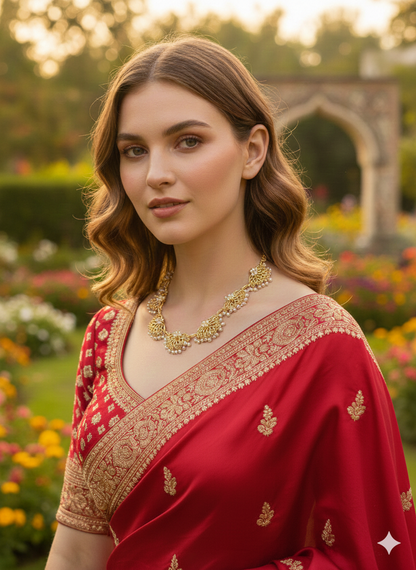 Gold Floral Pearl Choker Set