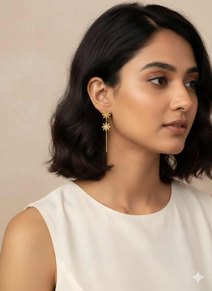 Floral Stick Drop Earrings